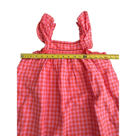 NWT‎ Crewcuts Pink Gingham Ruffle Sleeve Dress Linen Blend Size 10 - Picture 4 of 7